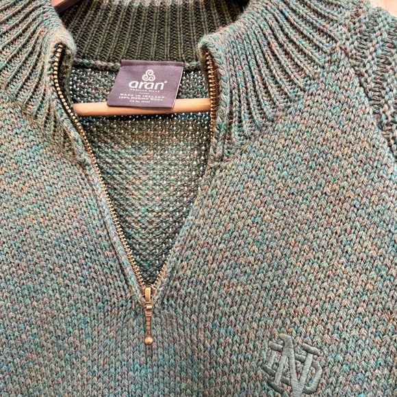 University of Notre Dame Aran Mills 1/4 Zip Heritage Collection Wool Sweater - Picture 10 of 10